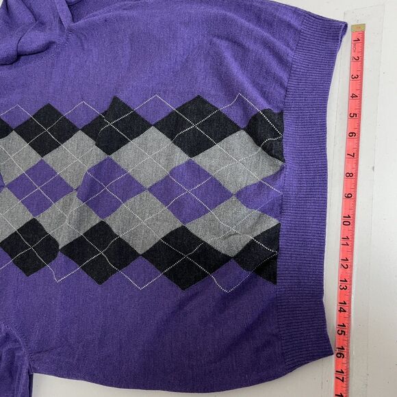 Apt. 9 Men’s XXL Argyle V-Neck Sweater Purple Merino Wool Blend Preppy Classic - Picture 12 of 13